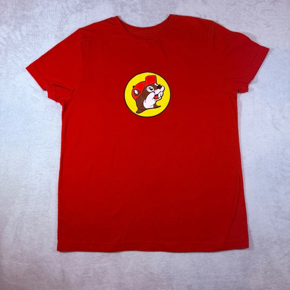 Buc-ee's Red Graphic T-Shirt Mens Large Short Sleeve Beaver Logo Texas‎ Tee